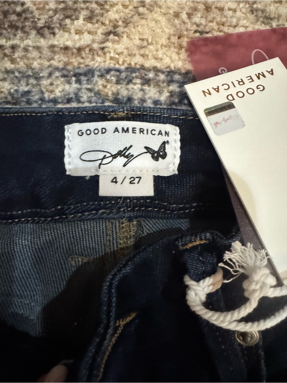 Good American Dark Blue High-Rise Flare Jeans - Picture 3 of 7